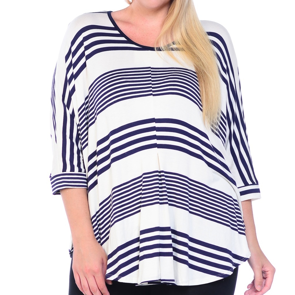 STRIPE SCOOP NECK TOP - PLUS